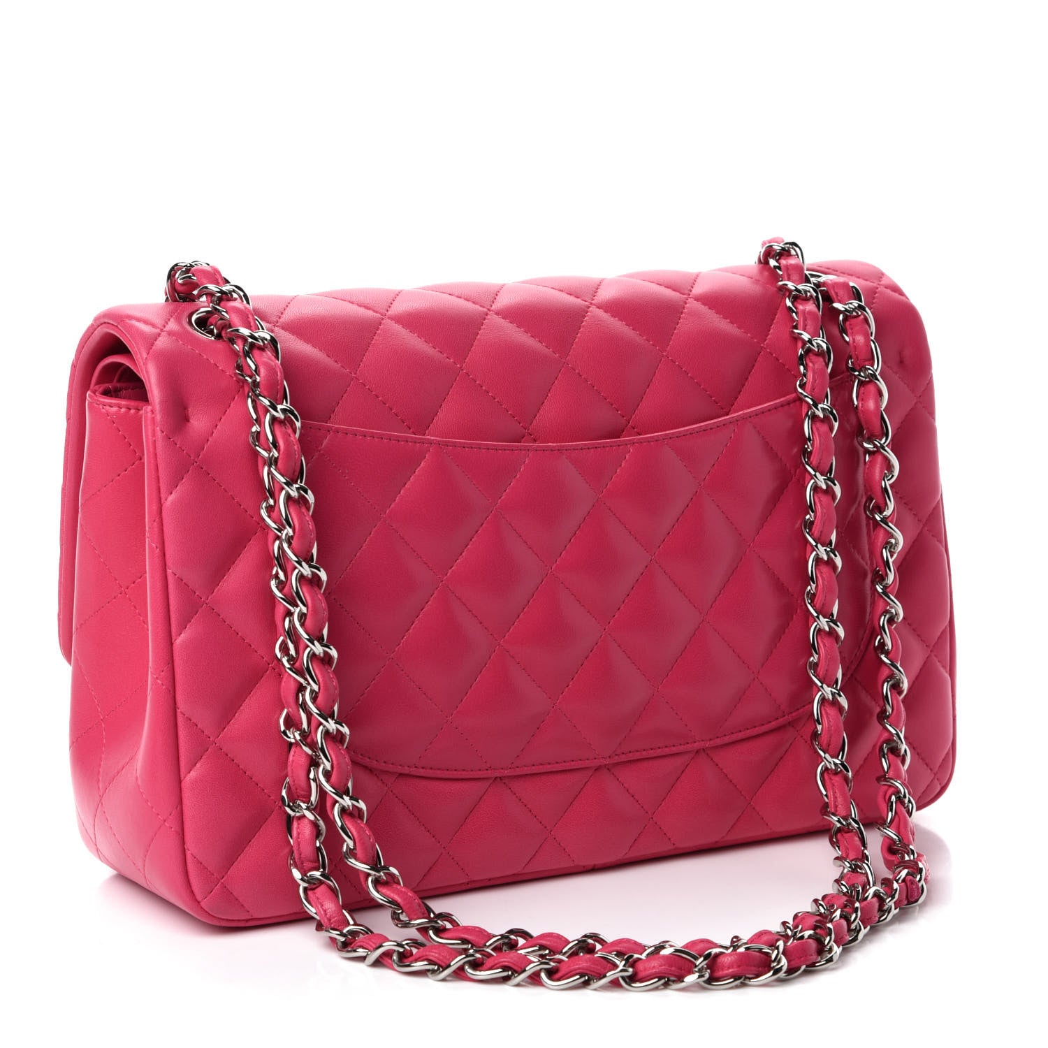 Chanel Lambskin Quilted Jumbo Double Flap Dark Pink 4 of 13