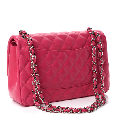 Chanel Lambskin Quilted Jumbo Double Flap Dark Pink 4 of 13