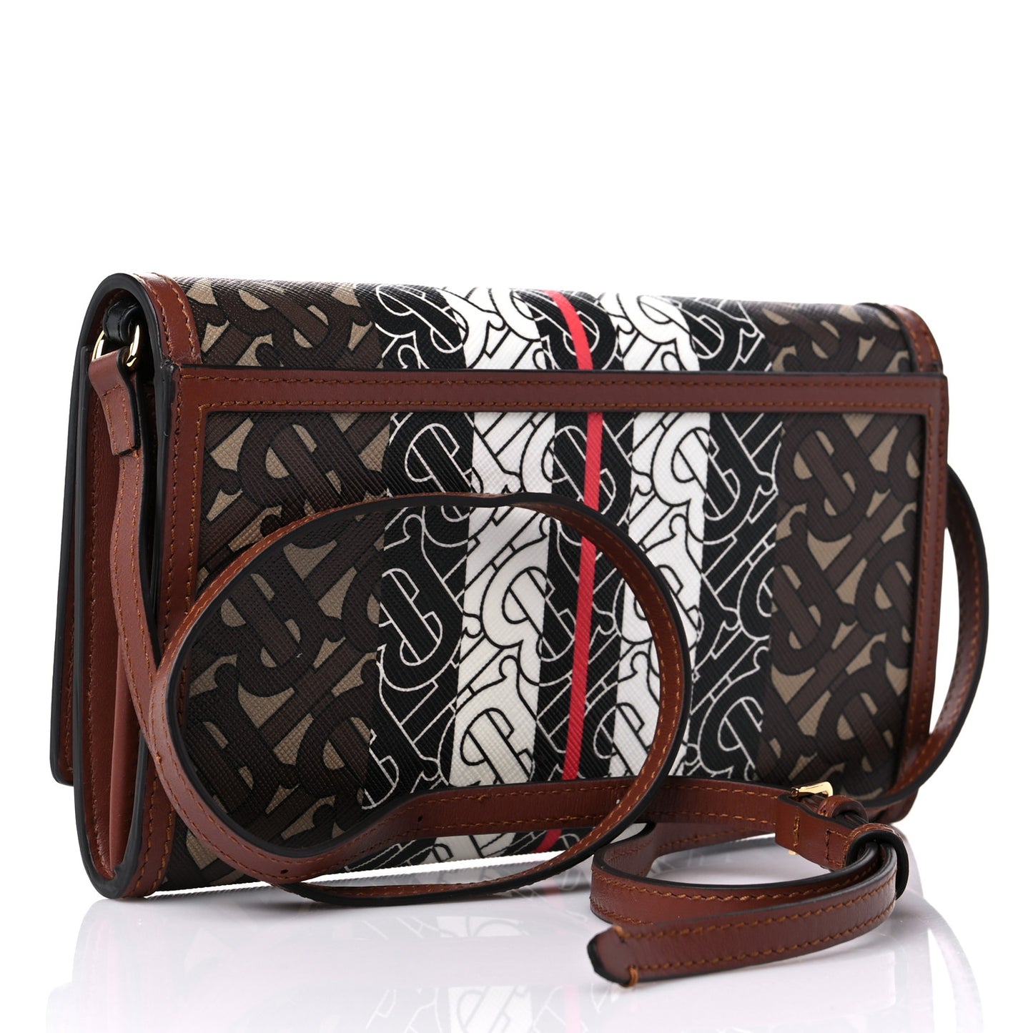 E-Canvas Monogram Stripe Hannah Wallet Bridle Brown