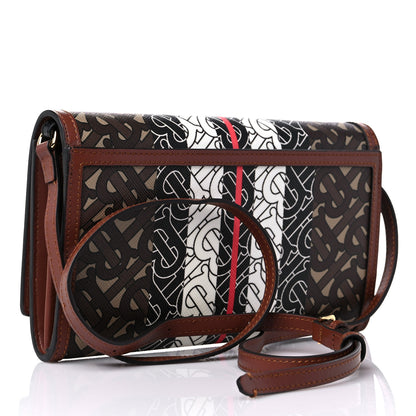 Burberry E-Canvas Monogram Stripe Hannah Wallet Bridle Brown 3 of 10