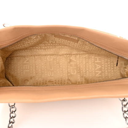 Chanel Calfskin Vertical Quilted Lax East West Shoulder Bag Beige 5 of 14