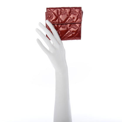 Chanel Patent Calfskin Lucky Symbols Compact French Flap Wallet Red 2 of 7