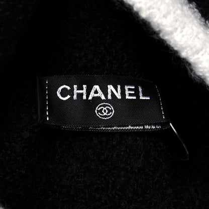 Chanel Cashmere Blend CC Beanie Hat Black White 4 of 6