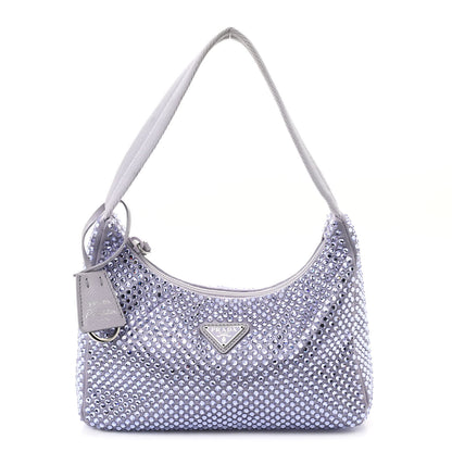 Prada Satin Crystal Mini Re-Edition 2000 Bag Glicine 1 of 11