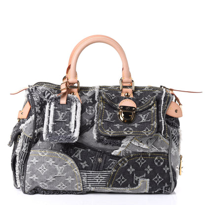 Louis Vuitton Denim Patchwork Speedy 30 Blue 1 of 4