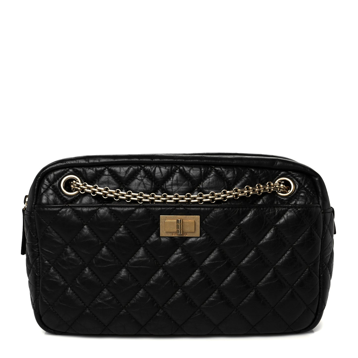 Aged Calfskin Quilted Medium Reissue Camera Case Black