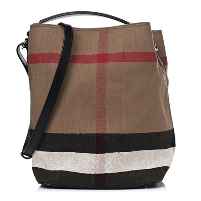 Burberry Canvas Mega Check Medium Ashby Hobo Black 1 of 4