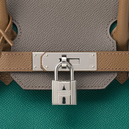 Hermes Epsom Horseshoe Birkin 30 Malachite Etain Caramel 8 of 10