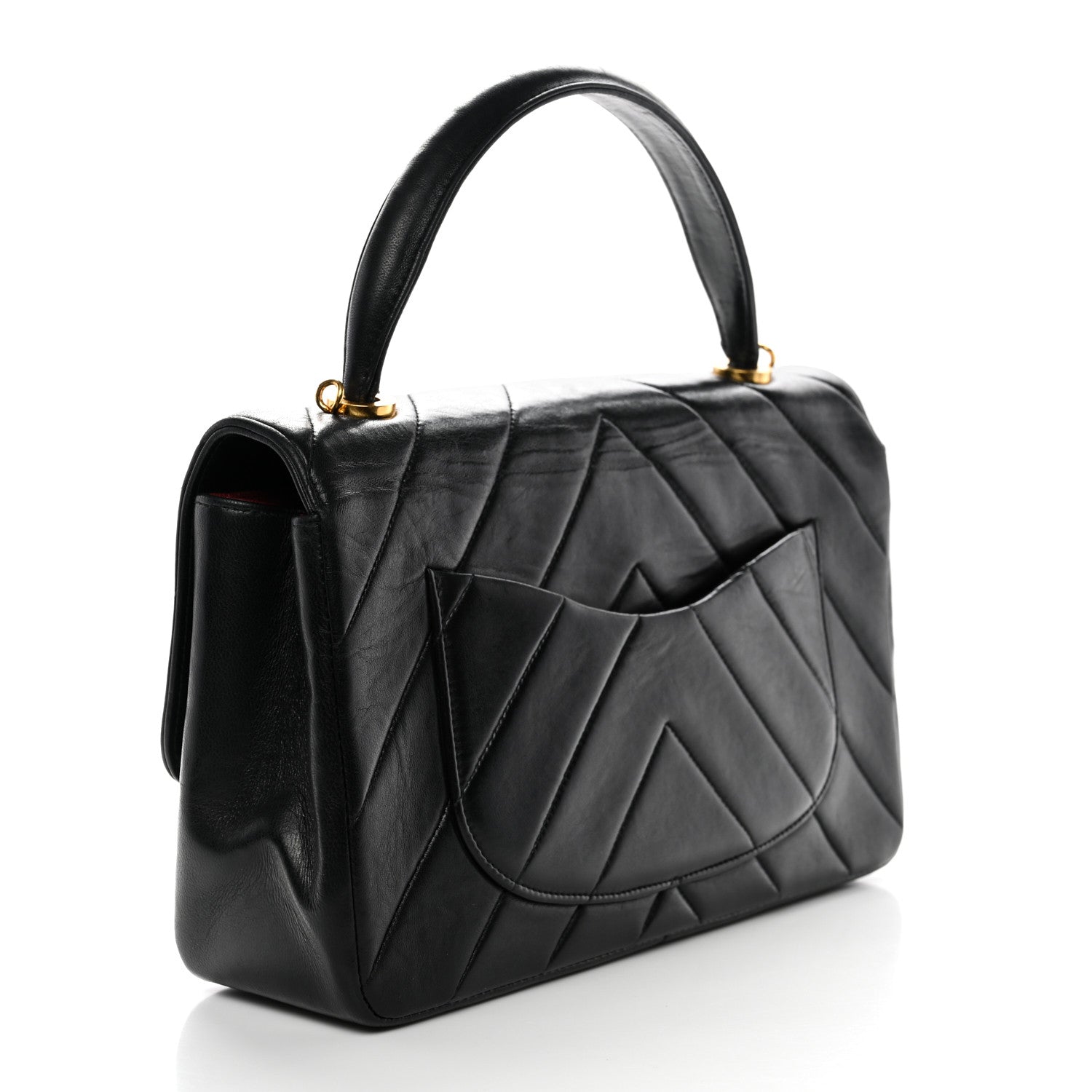 Chanel Lambskin Chevron Quilted Mini Kelly Flap Black 3 of 12