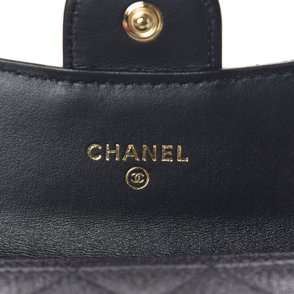 Chanel Logo Calfskin Embossed Quilted Flap Card Holder Black 6 of 9