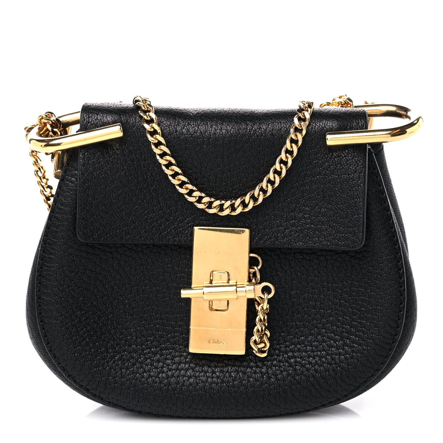 Grained Lambskin Nano Drew Shoulder Bag Black