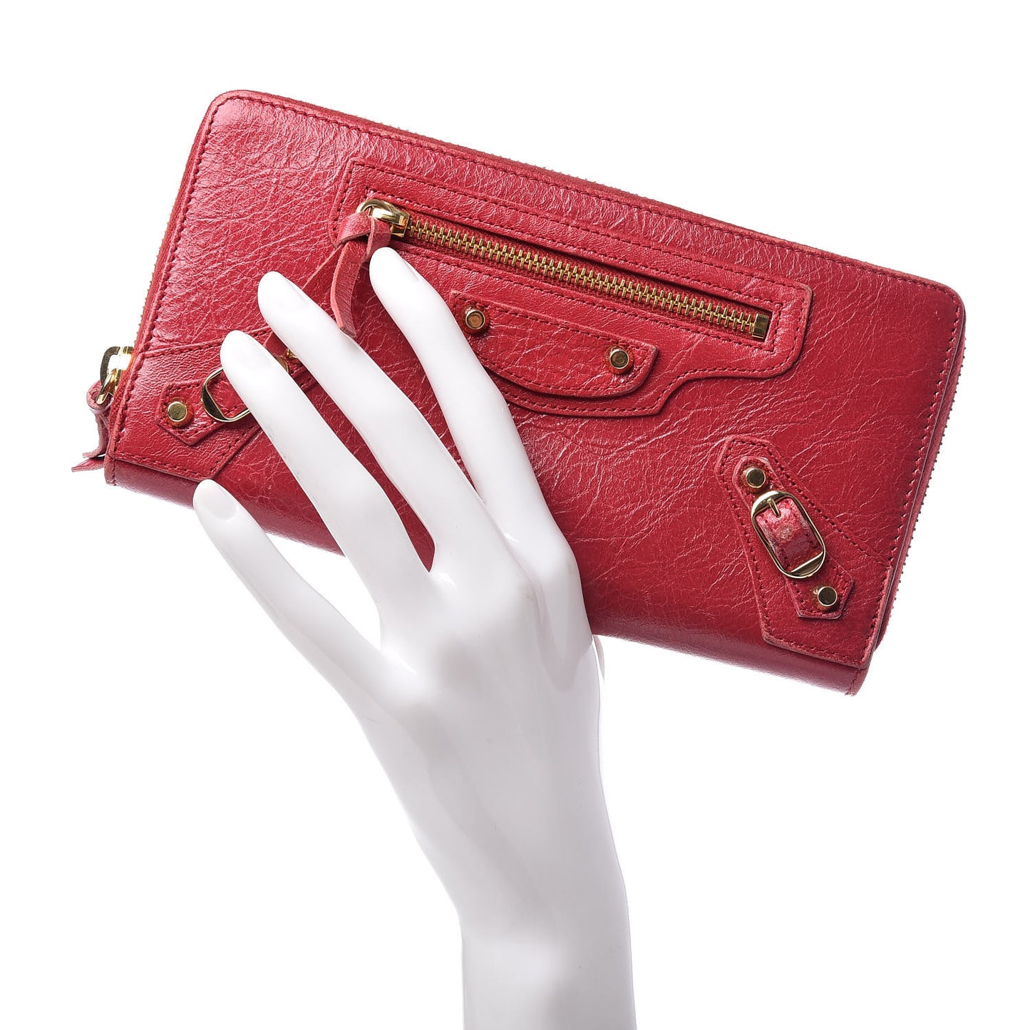 Agneau Classic Gold Hardware Continental Zip Around Wallet Rouge Sapphire