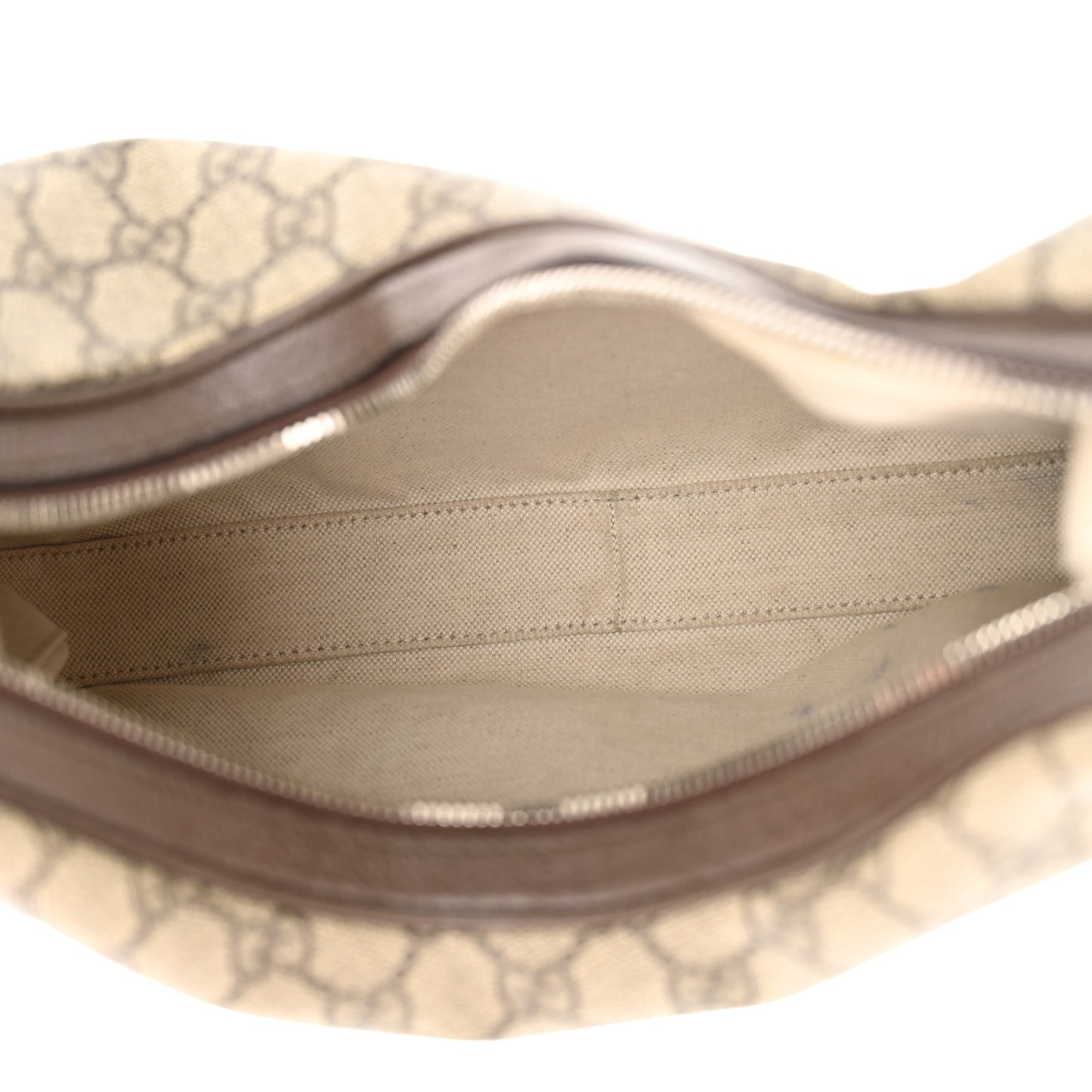 GG Supreme Monogram Textured Calfskin Web Large Attache Shoulder Bag Beige Ebony New Acero