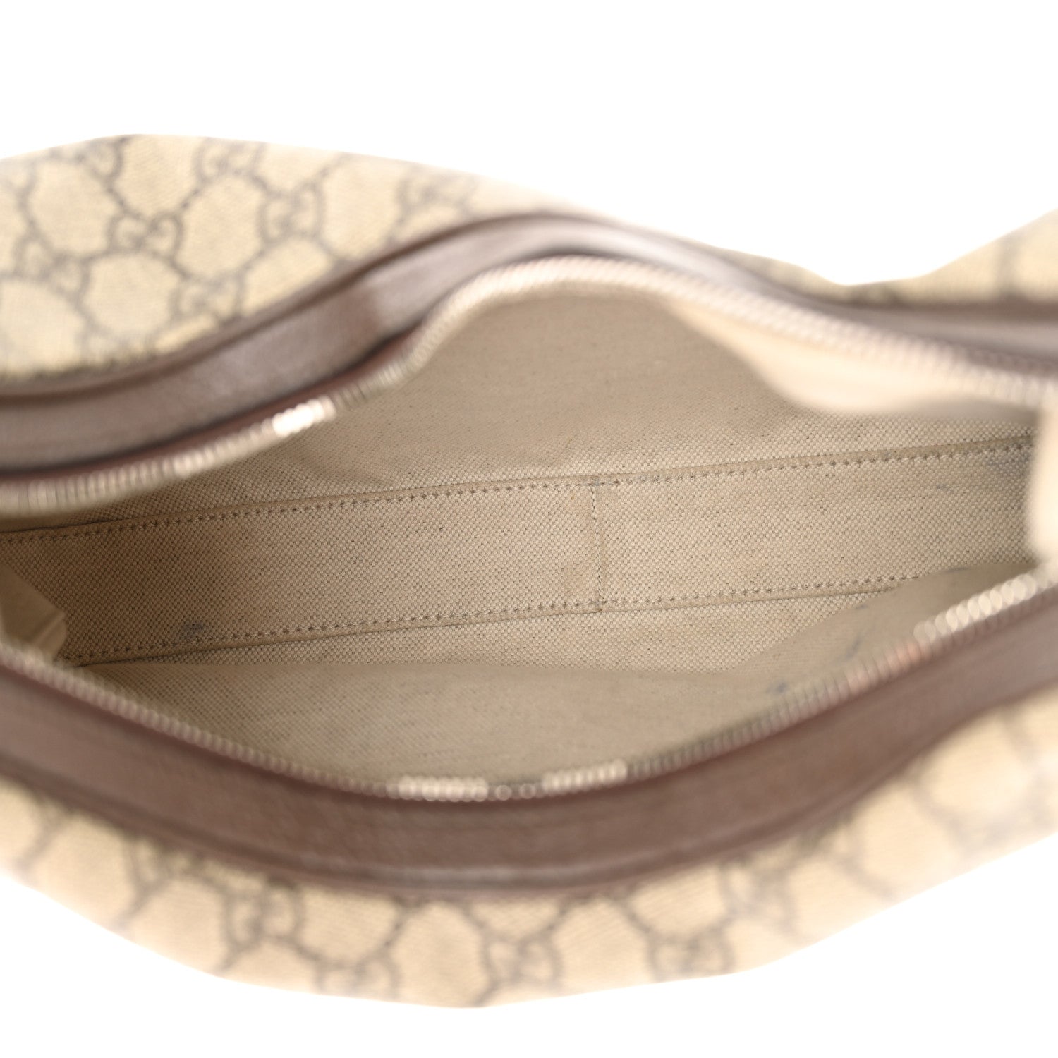 Gucci GG Supreme Monogram Textured Calfskin Web Large Attache Shoulder Bag Beige Ebony New Acero 5 of 11