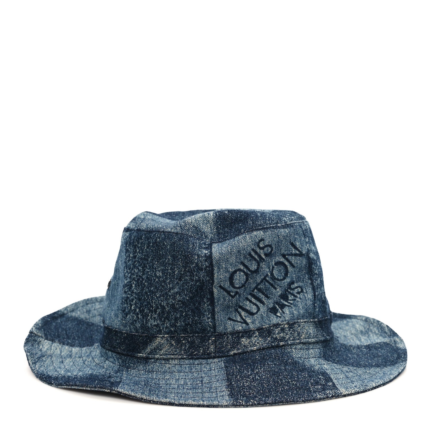 Louis Vuitton Denim Damier Chapeau Skater Bucket Hat 58 Blue 5 of 9