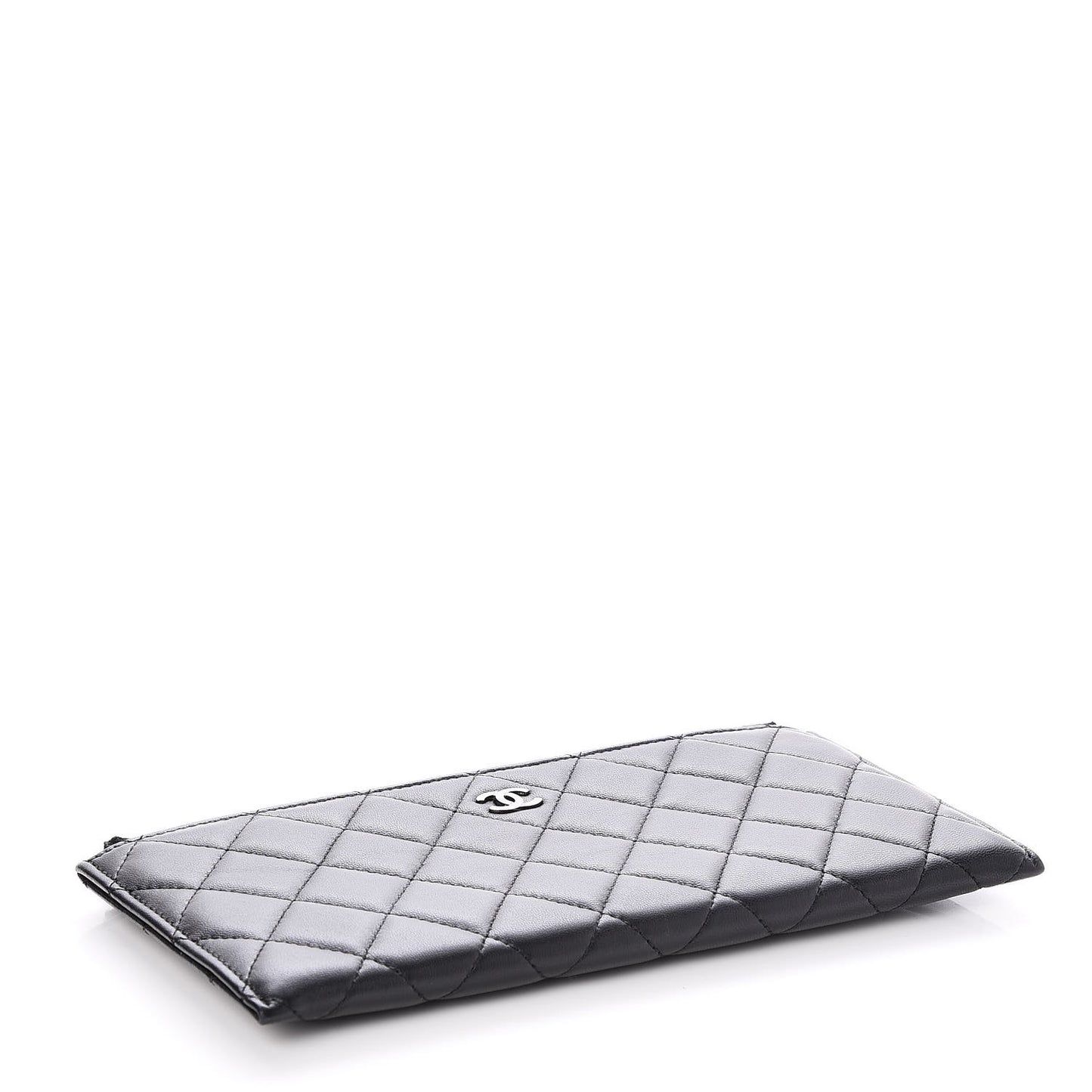 Lambskin Quilted Zip Pouch Black