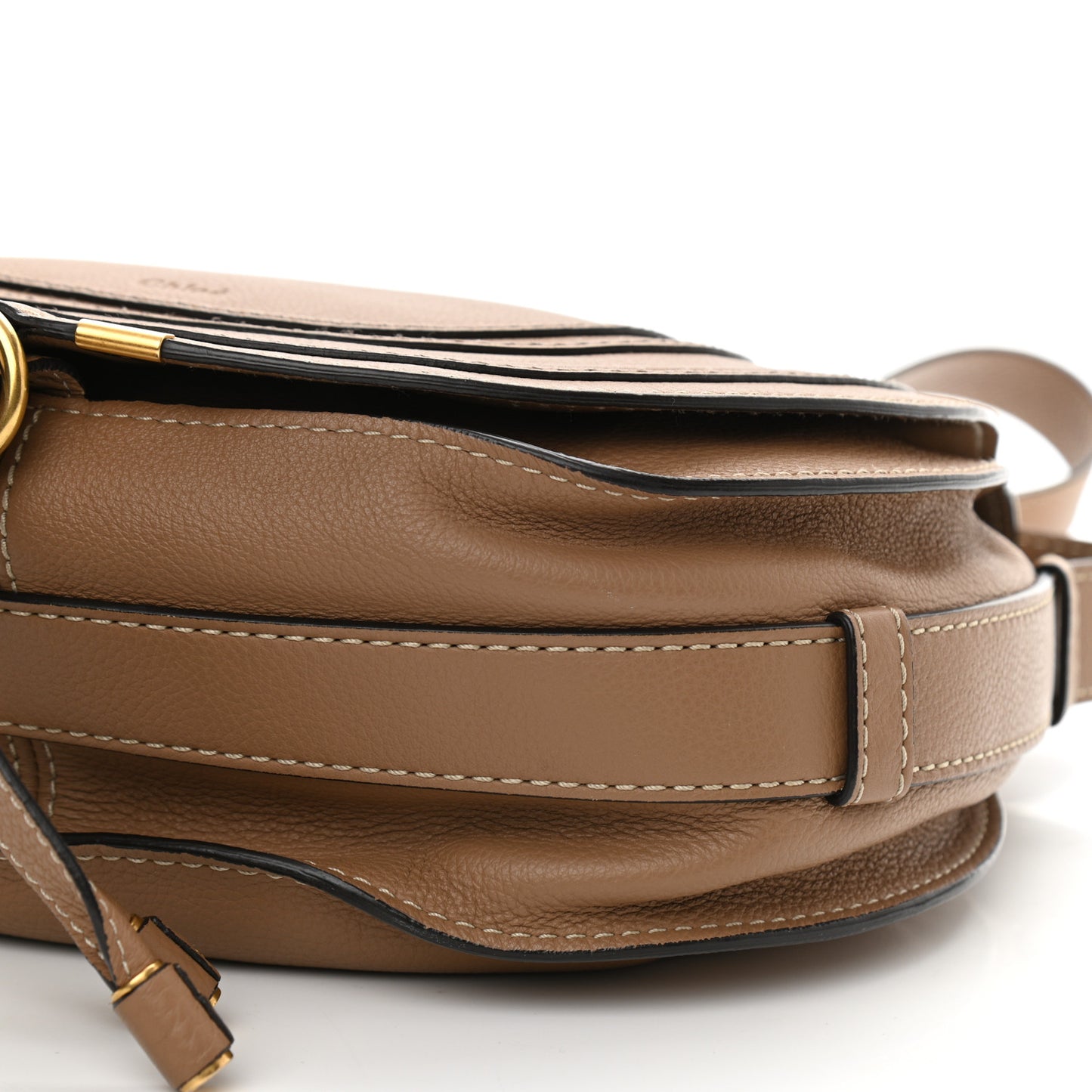 Calfskin Medium Marcie Round Crossbody Bag Nut