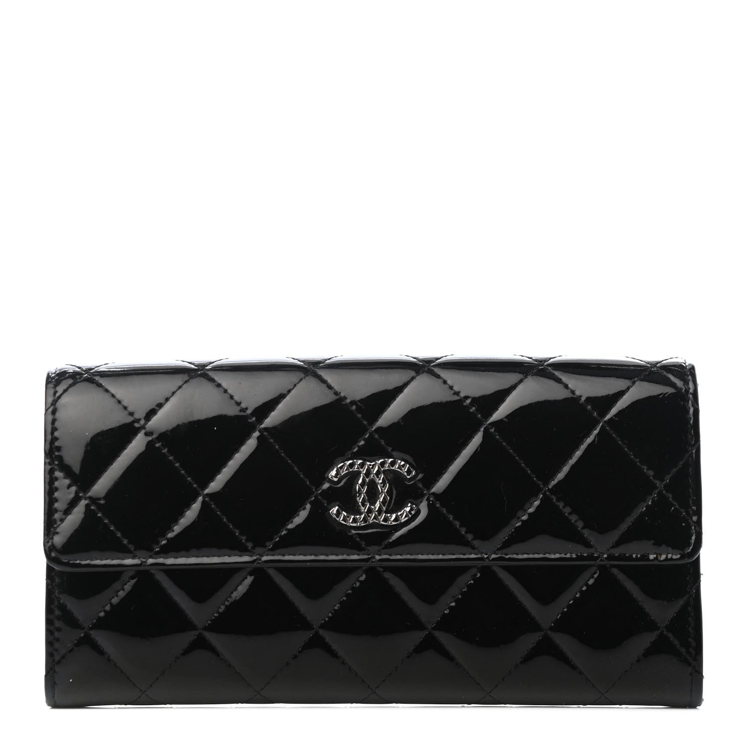 Chanel Patent Quilted Large Brilliant Flap Wallet Black 1 of 7