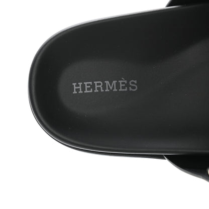 Hermes Calfskin Womens Chypre Sandals 36 Black 7 of 10