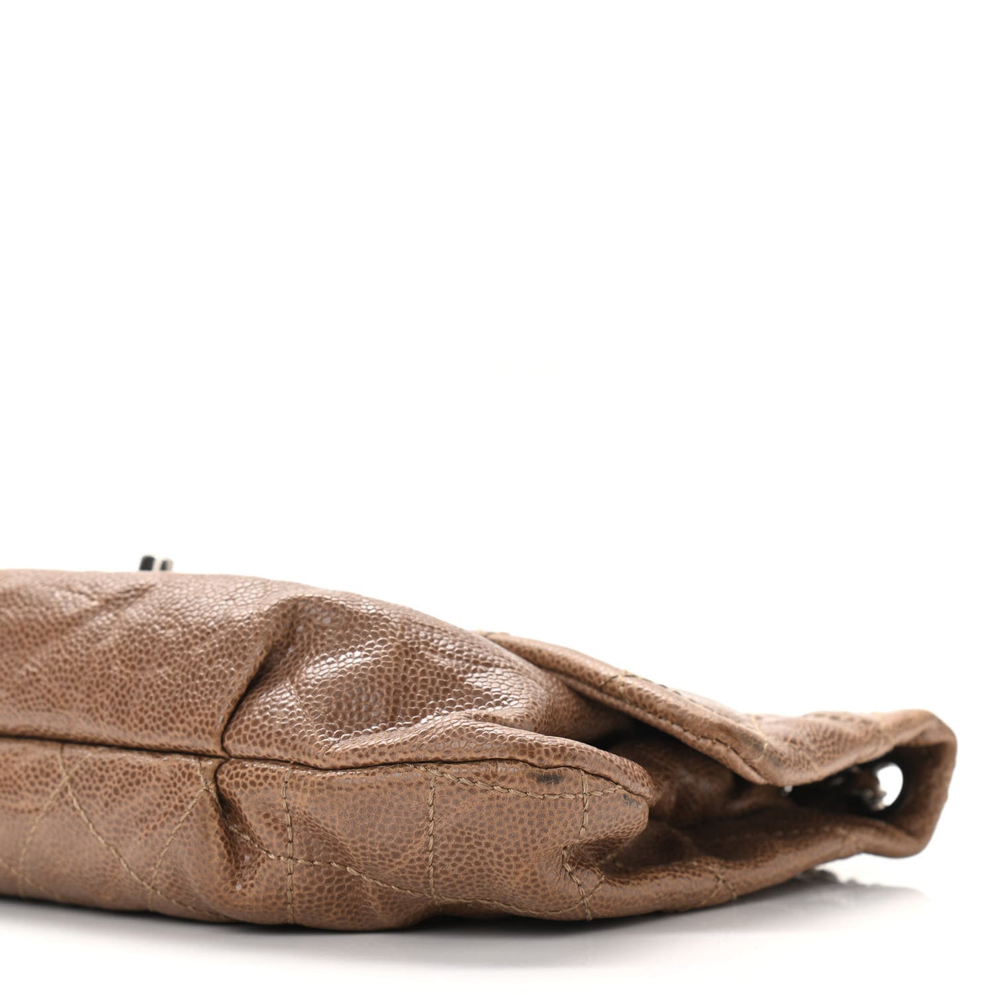 Caviar Quilted Medium Elastic Flap Brown