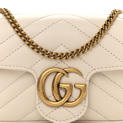 Gucci Calfskin Matelasse Super Mini GG Marmont Shoulder Bag White 8 of 11