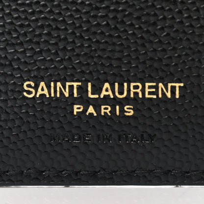 Saint Laurent Grain De Poudre Matelasse Chevron Monogram Zipped Card Case Black 5 of 6