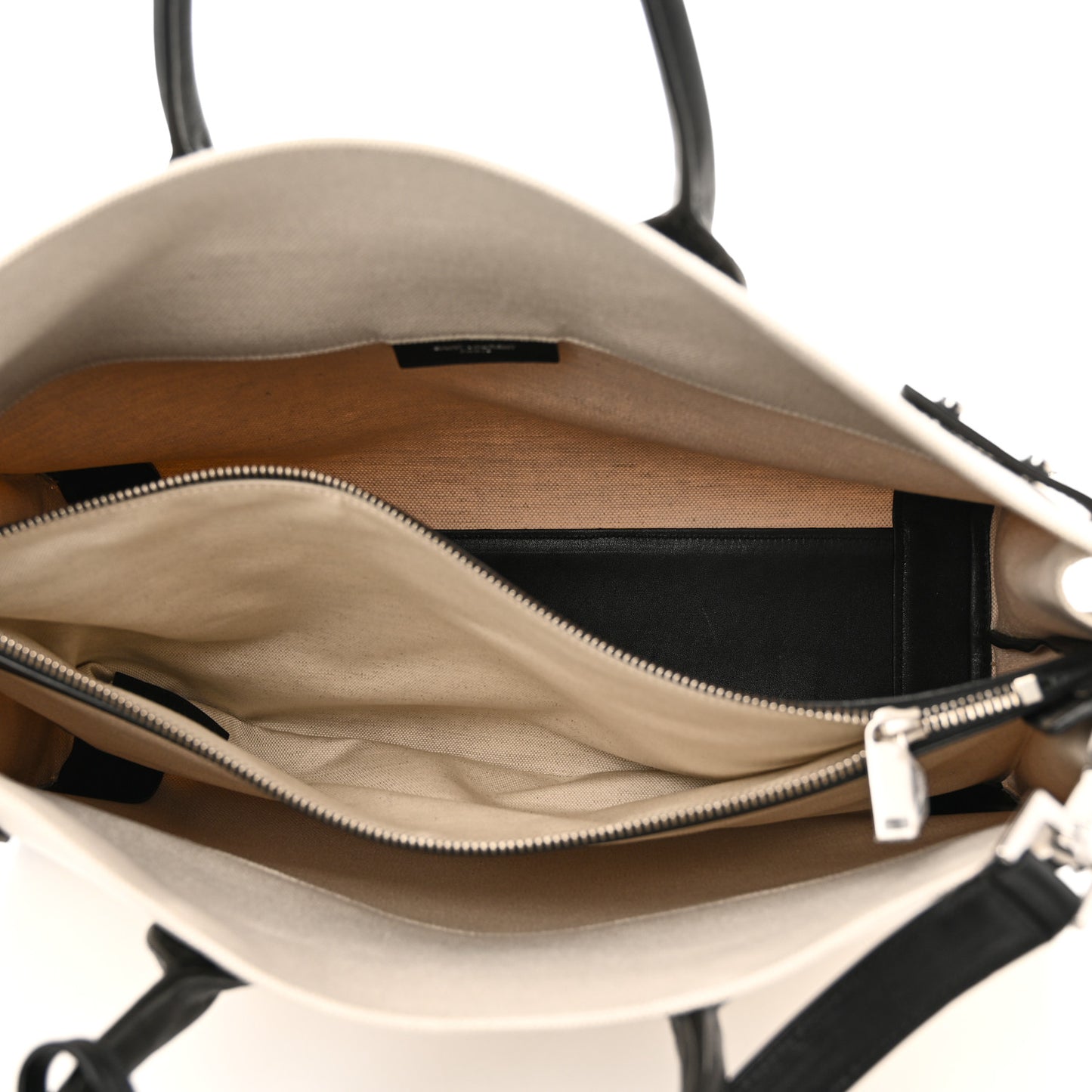 Canvas Calfskin Large Thin Sac De Jour Naturel Black