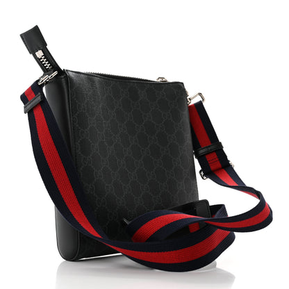 Gucci GG Supreme Monogram Web Small Flat Messenger Bag Black Grey 2 of 11