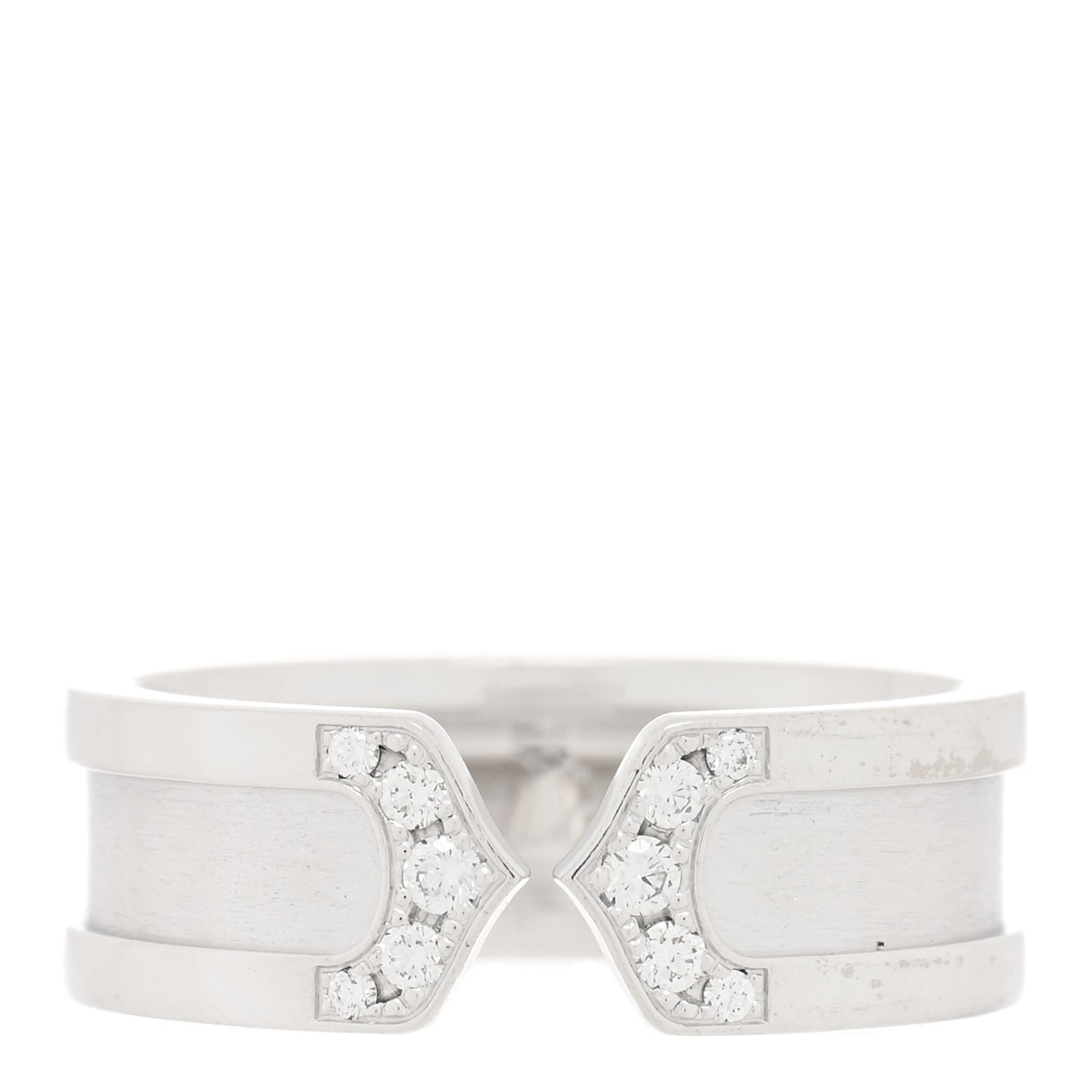 18K White Gold Diamond 6.5mm Logo De Cartier Ring 52 6
