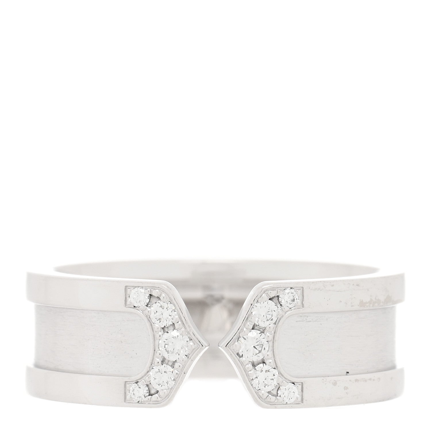 Cartier 18K White Gold Diamond 6.5mm Logo De Cartier Ring 52 6 1 of 4