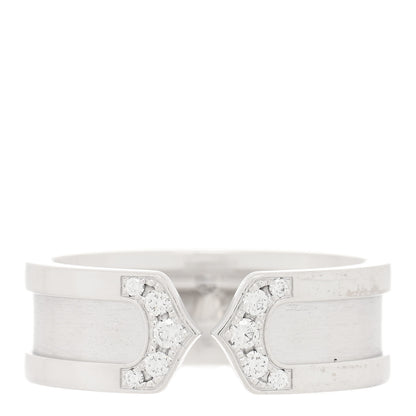 Cartier 18K White Gold Diamond 6.5mm Logo De Cartier Ring 52 6 1 of 4
