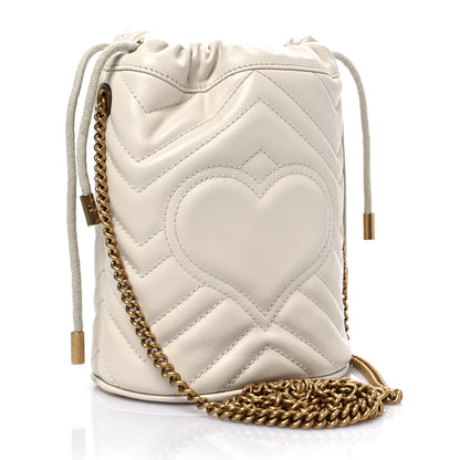 Gucci Calfskin Matelasse Mini GG Marmont 2.0 Bucket Bag White 3 of 8