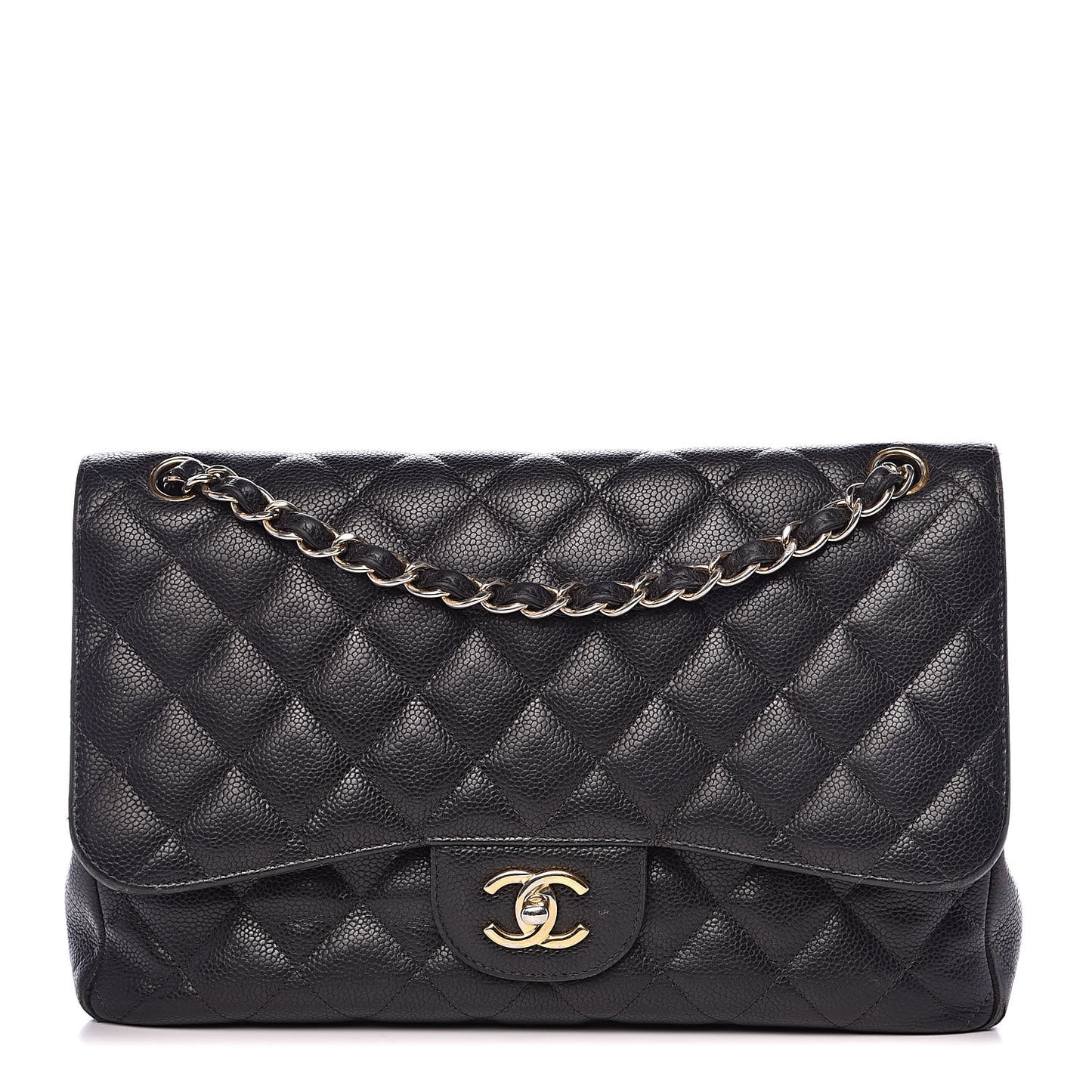 Caviar Quilted Jumbo Double Flap Black