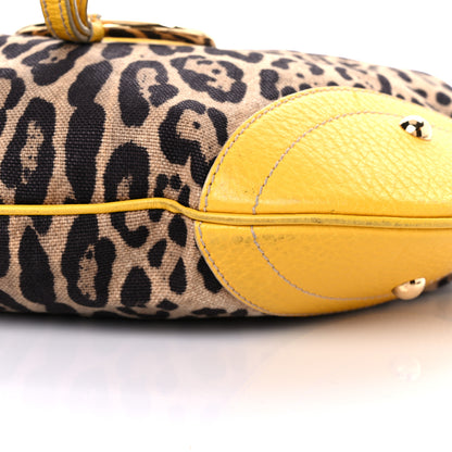 Dolce & Gabbana Calfskin Canvas Leopard Print Animalier Shoulder Bag Yellow 9 of 23