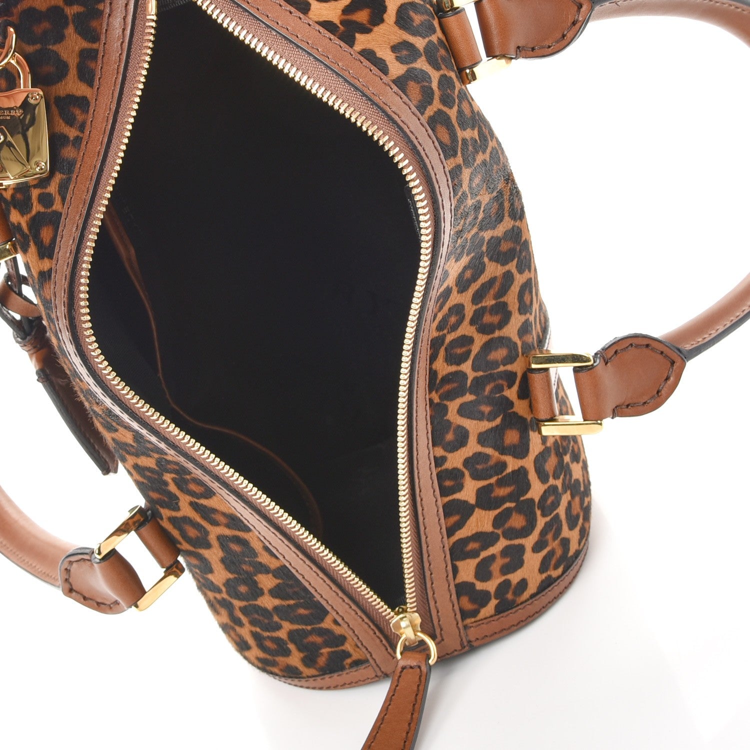 Burberry Leopard Ponyskin House Check Calfskin Boston Tan 6 of 13