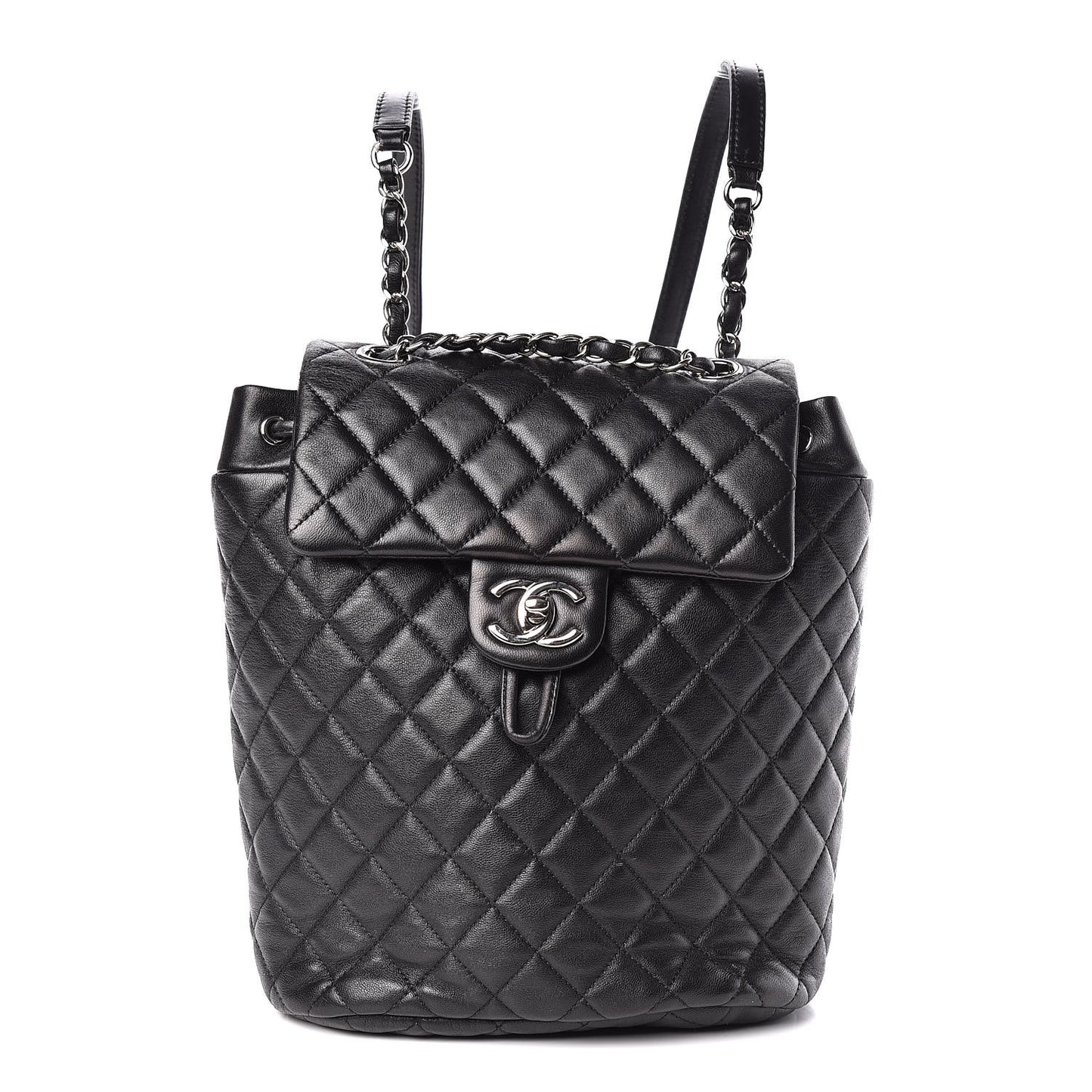 Lambskin Quilted Small Urban Spirit Backpack Black