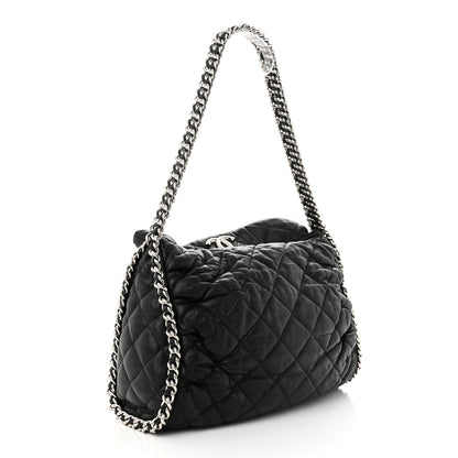 Chanel Washed Lambskin Chain Around Hobo Black 3 of 14