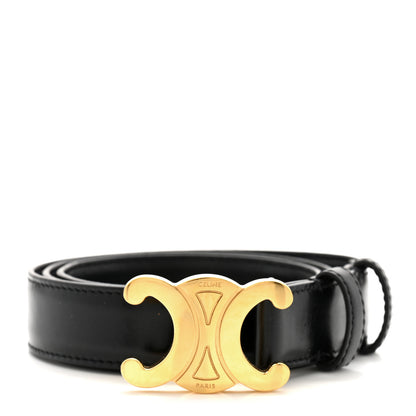 Celine Box Calfskin Medium 25mm Triomphe Belt 80 32 Black 1 of 8