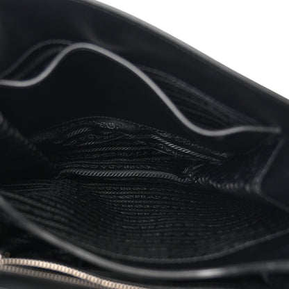 Prada Brushed Calfskin Nylon Small Margit Flap Bag Black 5 of 13