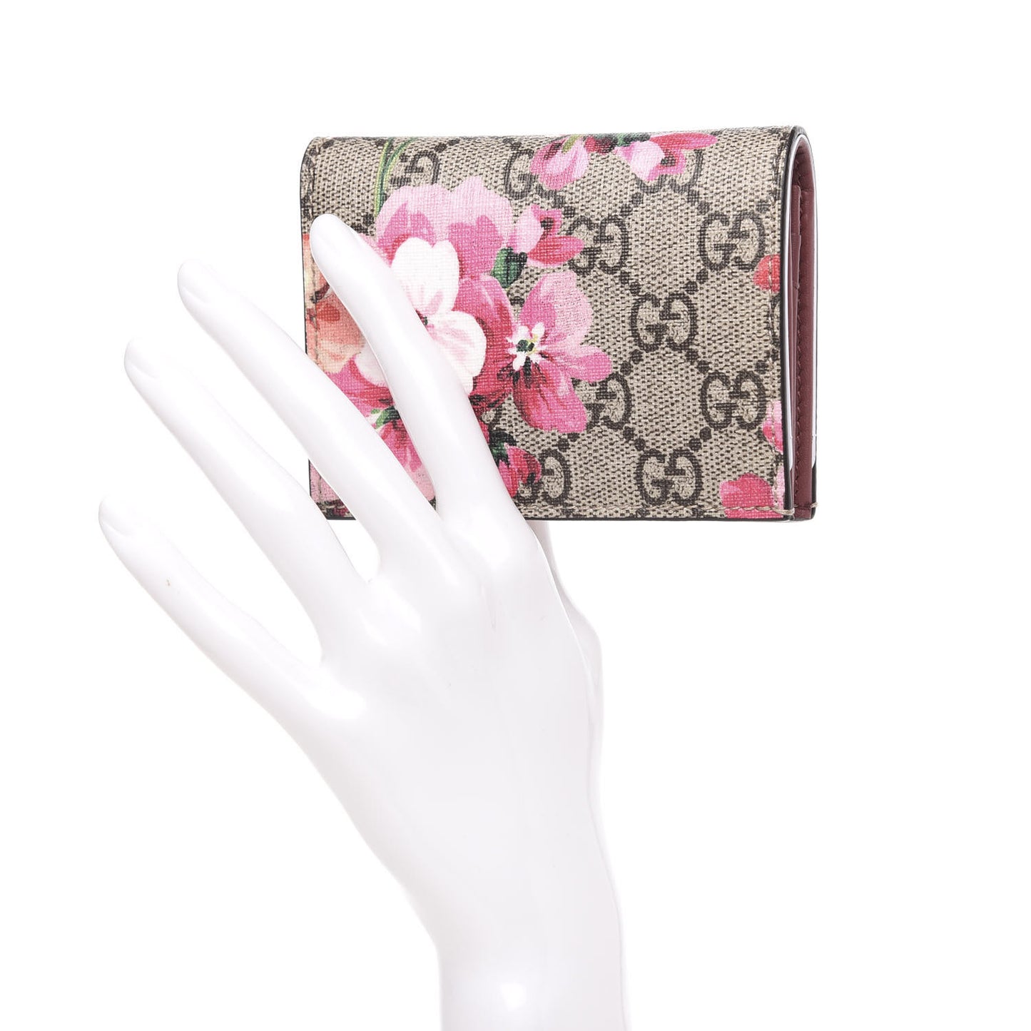 GG Supreme Monogram Blooms Card Case Beige Multicolor Dry Rose