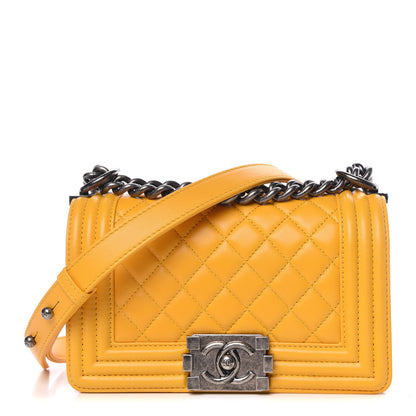 Chanel Lambskin Quilted Small Boy Flap Yellow 1 of 10