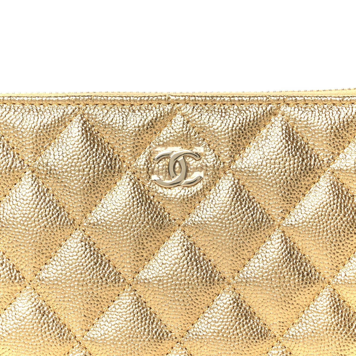 Chanel Metallic Caviar Quilted Small Zipped Pouch Gold 8 of 9