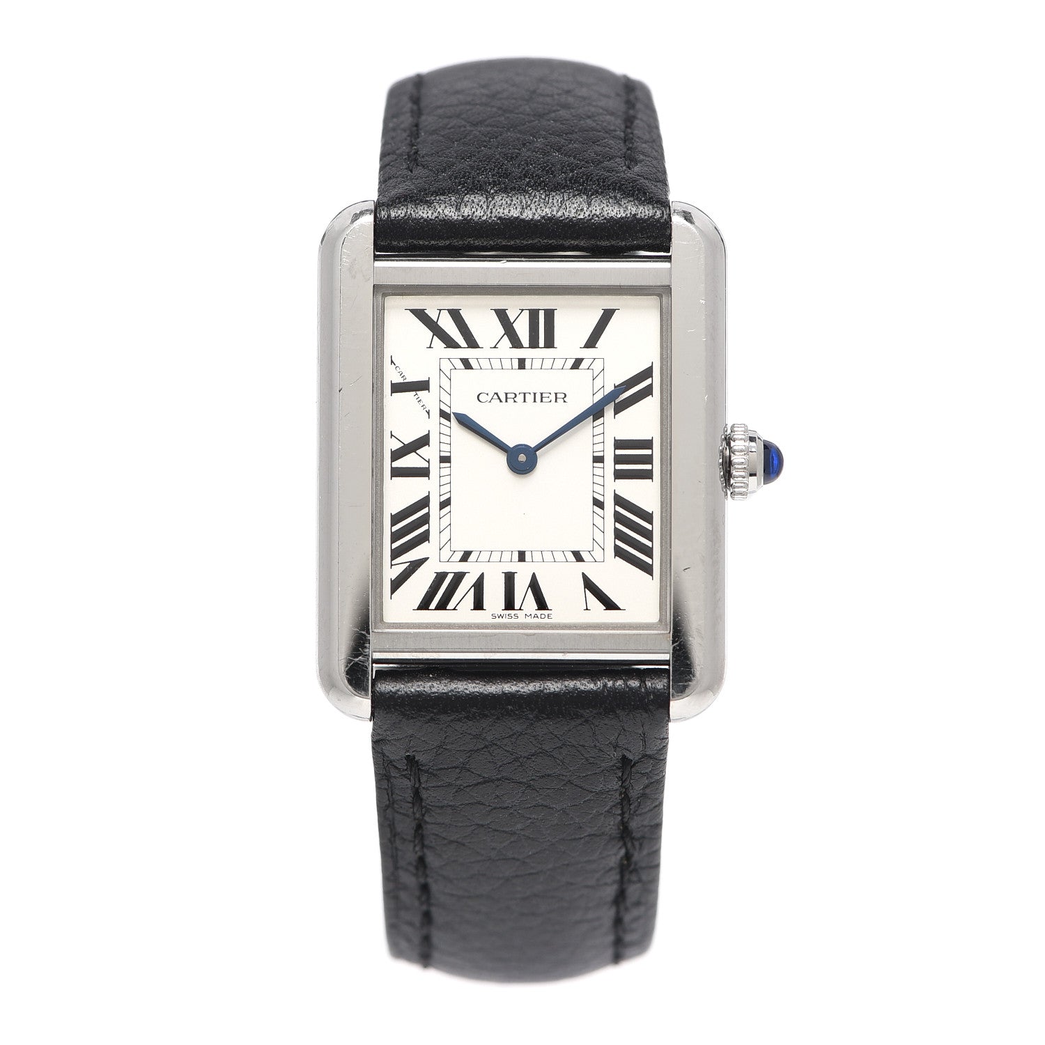 Cartier Stainless Steel Calfskin 24mm Tank Solo Quartz Watch 1 of 5