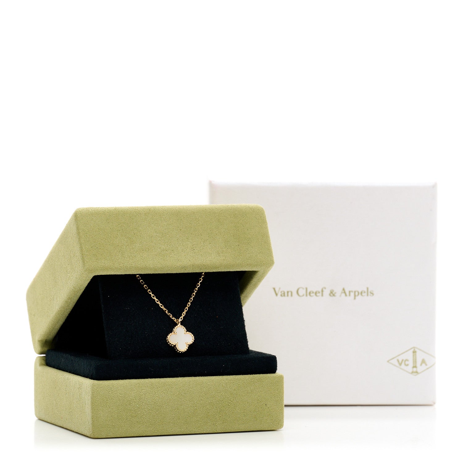 Van Cleef & Arpels 18K Yellow Gold Mother of Pearl Sweet Alhambra Pendant Necklace 5 of 5