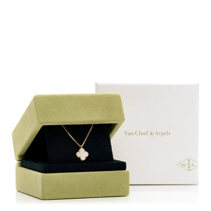 Van Cleef & Arpels 18K Yellow Gold Mother of Pearl Sweet Alhambra Pendant Necklace 5 of 5