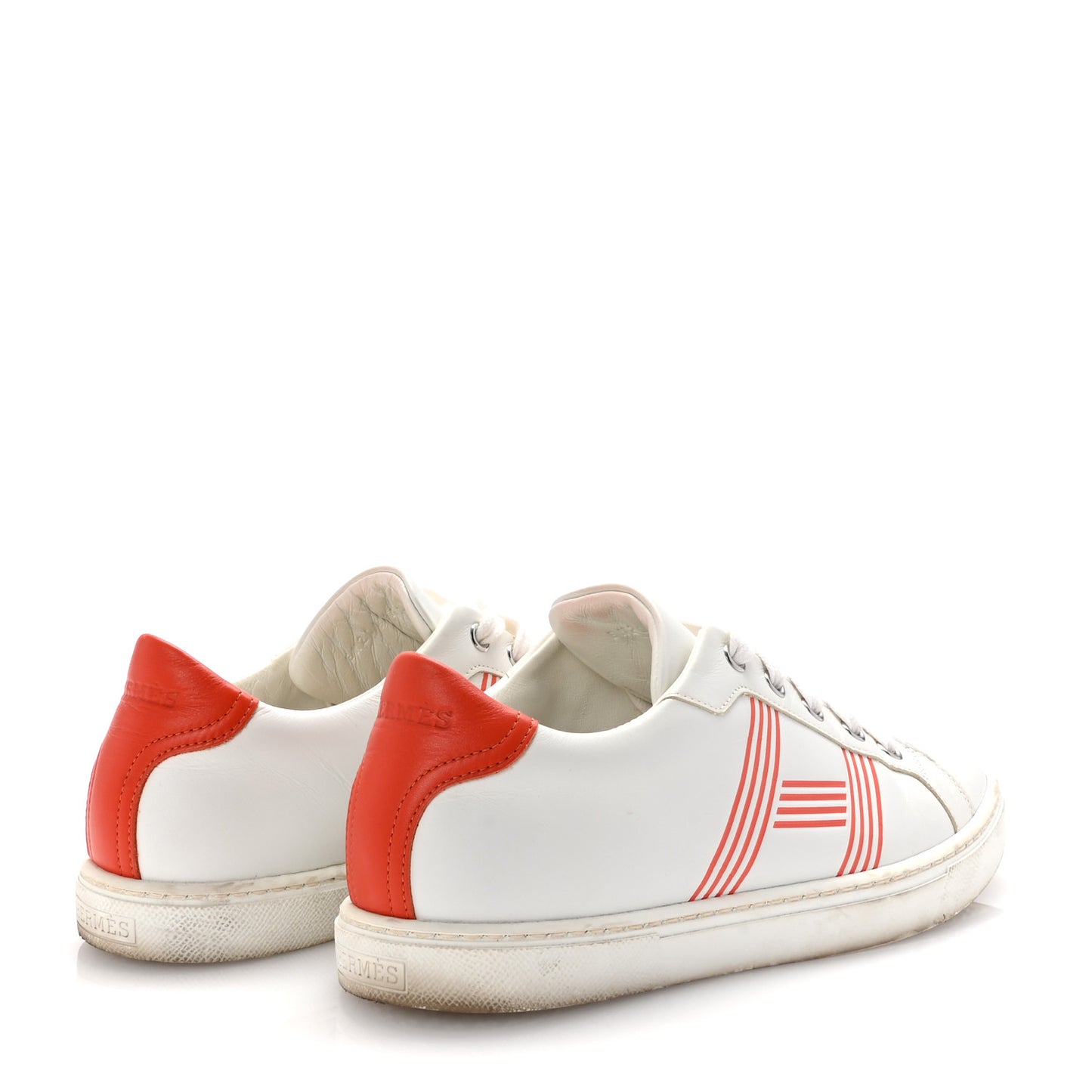 Calfskin Womens Advantage Sneakers 38 White Orange