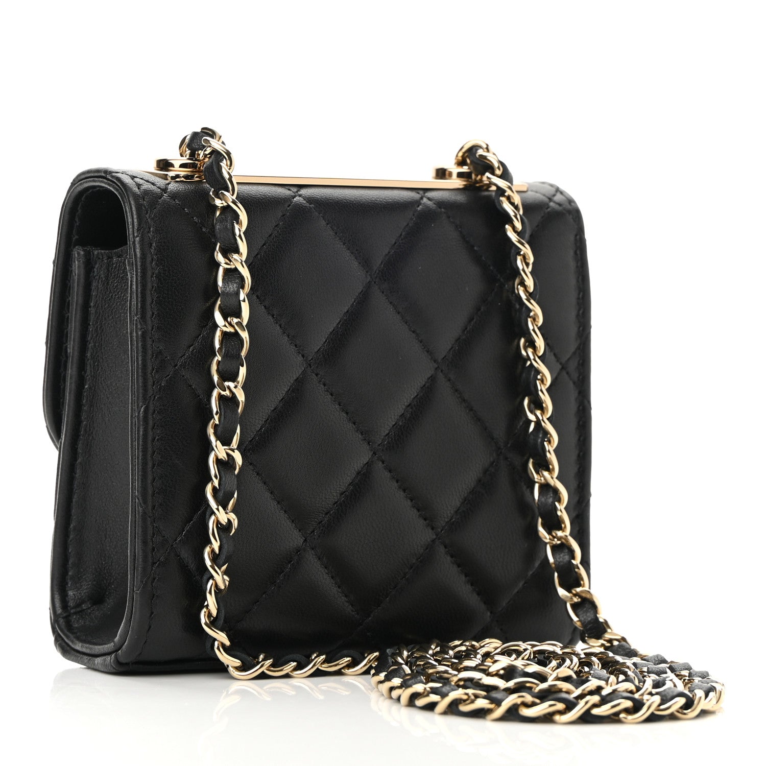 Chanel Lambskin Quilted Mini Trendy CC Clutch With Chain Black 3 of 11
