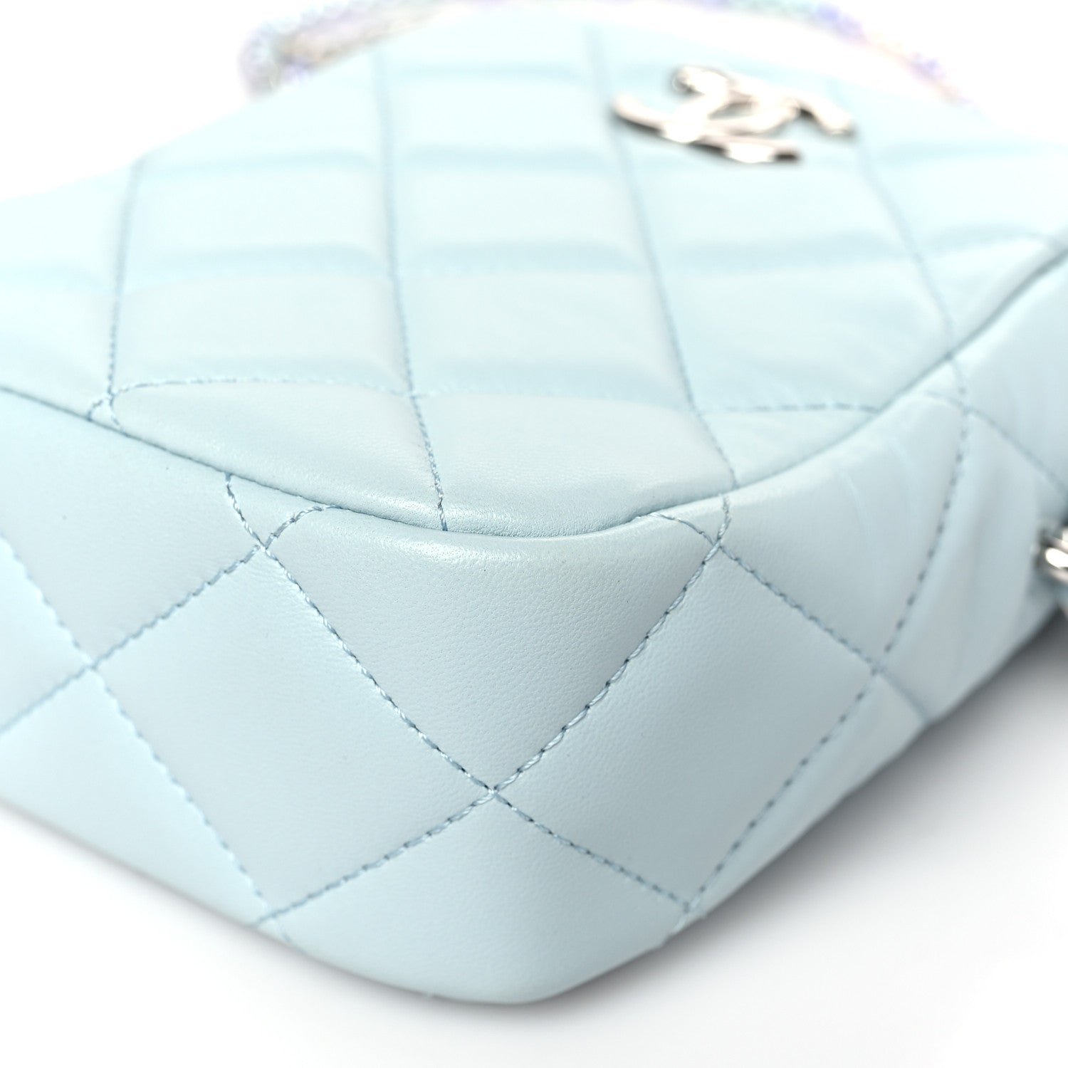 Chanel Lambskin Quilted Vertical My Perfect Camera Case Light Blue 9 of 10