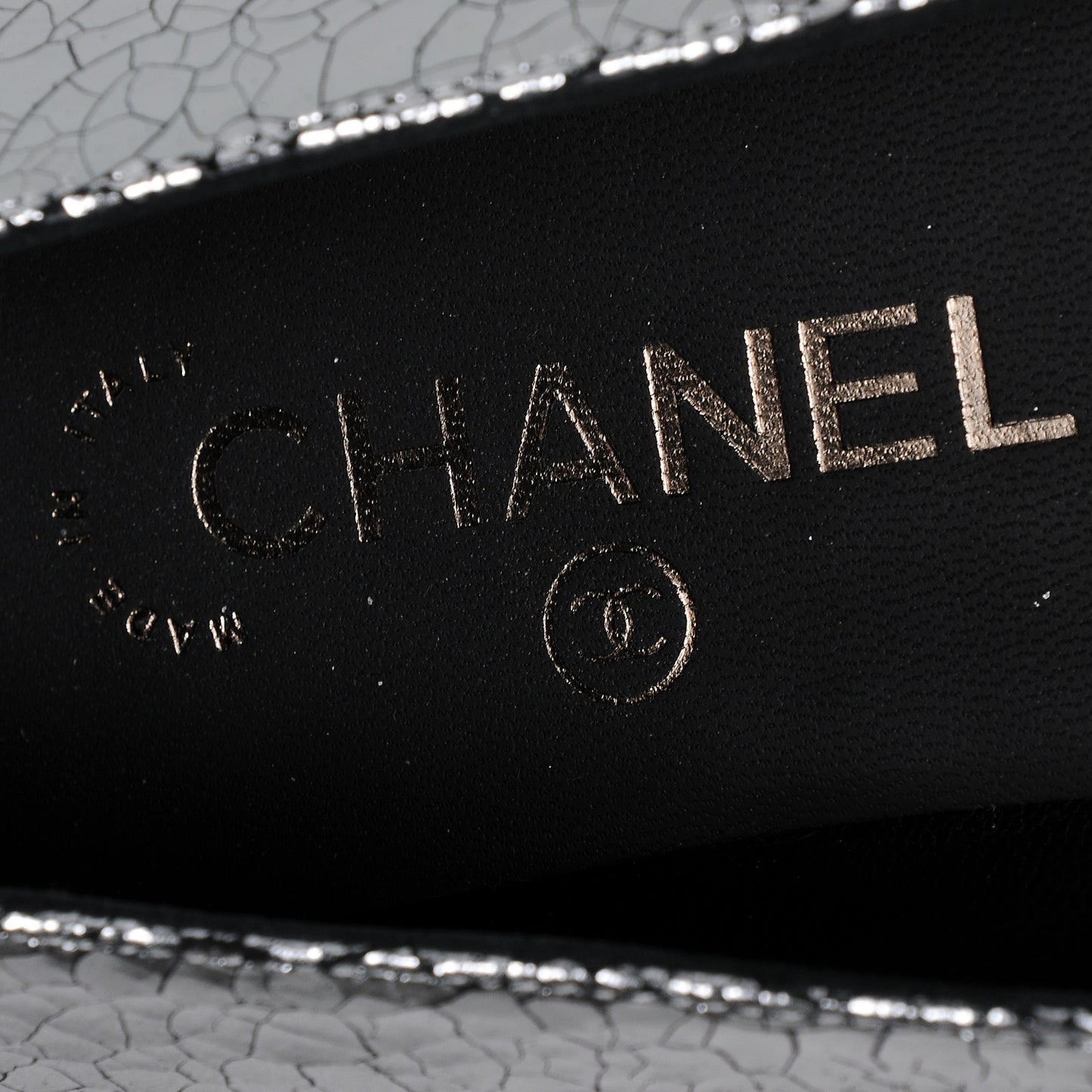 Metallic Crackled Calfskin Camellia Mocassin Loafers 37 Silver