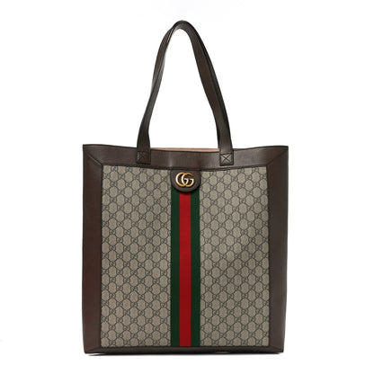Gucci GG Supreme Monogram Web Large Ophidia Vertical Shopping Tote Brown 1 of 11
